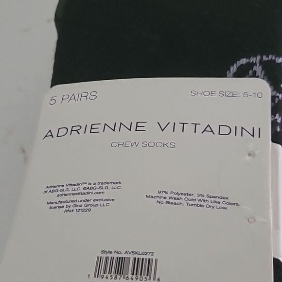 Adrienne Vittadini Black and Pink Crew Socks - Picture 3 of 4